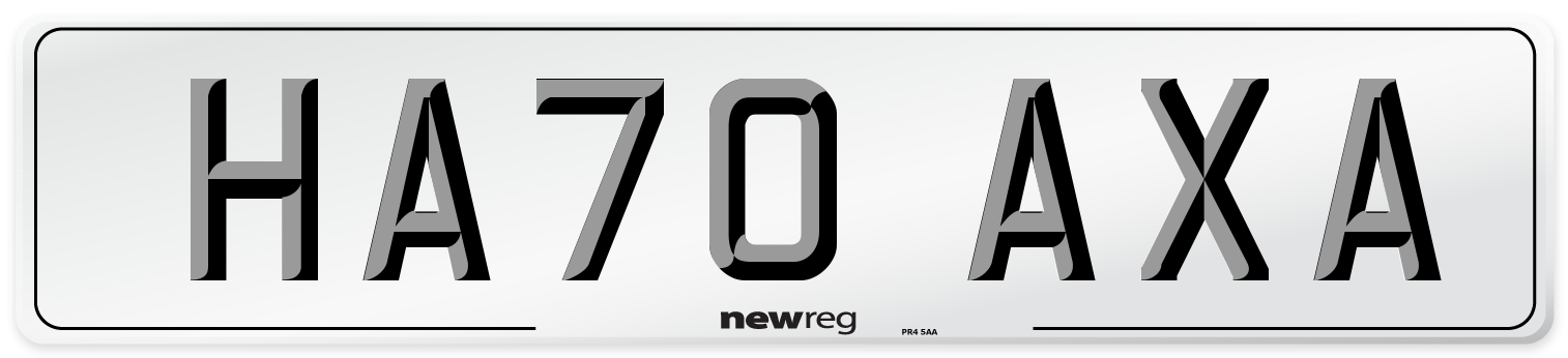 HA70 AXA Number Plate from New Reg